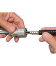 ONE zinc fitting fits THREE sizes of PVC jacketed MC cable!