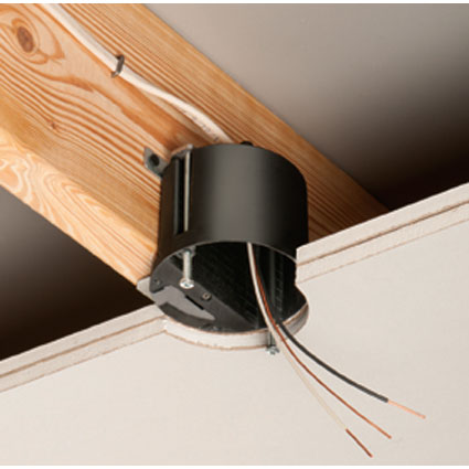 Adjustable IN/OUT™ Fan/Fixture Box fits ceilings up to 1-1/2" thick