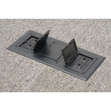 Build the box you need with Arlington's UL Listed, economical gangable concrete floor box. Single gang, non-metallic boxes lock together to create a two- or three-gang box that accommodates a PLASTIC cover (5 colors) or zinc with brass or nickel finish. Best of all, covers install with the hinge on either side.