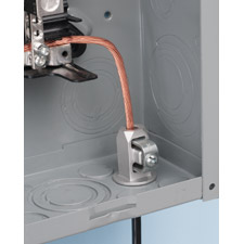 Arlington’s Grounding Electrode Connectors provide excellent strain
relief – and install from inside or outside a metal panel through an
existing knockout.