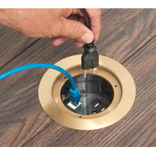 Arlington’s Listed FLBC4580 IN BOX™ Cover Kits install receptacles, flush, in a 4.5"concrete floor box.